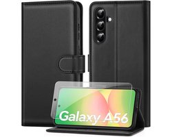 Ivencase Hoes voor mobiele telefoon, compatibel met Samsung Galaxy A56 5G, premium PU-leren beschermhoes met RFID-blokkering, kaartenvak en magneetsluiting, standfunctie, flip wallet case, zwart
