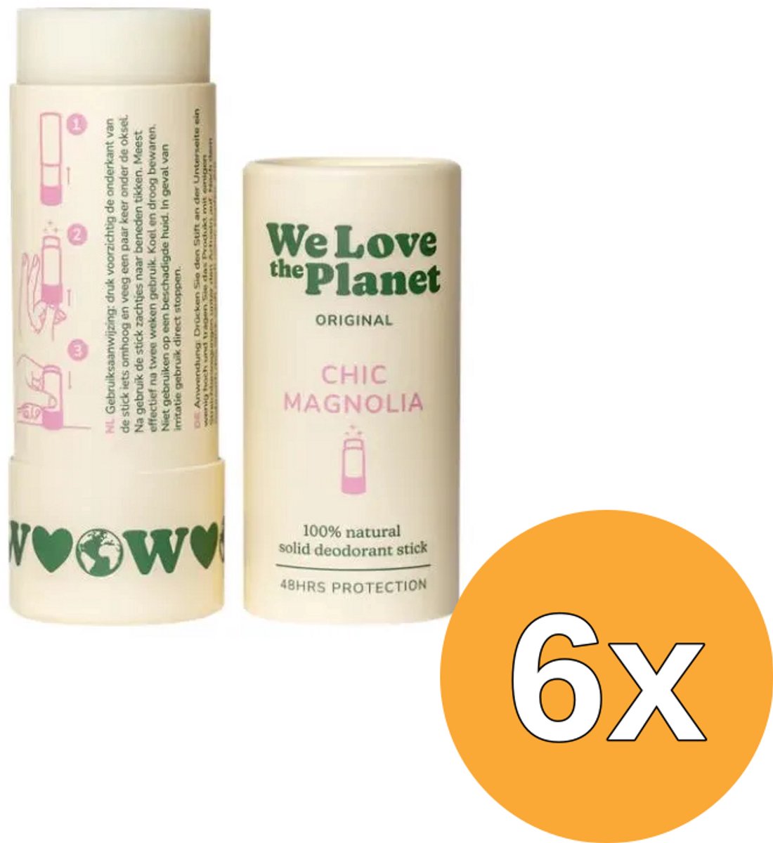 6x We Love The Planet Deodorant Stick - Chic Magnolia (40 gr)