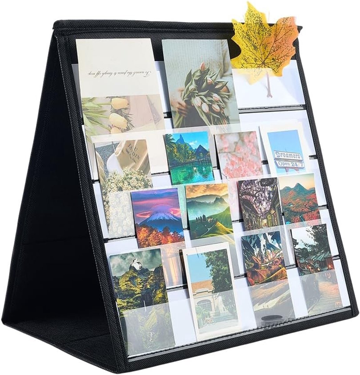 Desktop Tafelspeelkaarten 325x318x13mm Zwart PVC & Niet-geweven Stof - Dubbelzijdige Zelfstaande Onderwijskaarten voor Klaslokalen met 20 Stuks Educatieve Kaarten