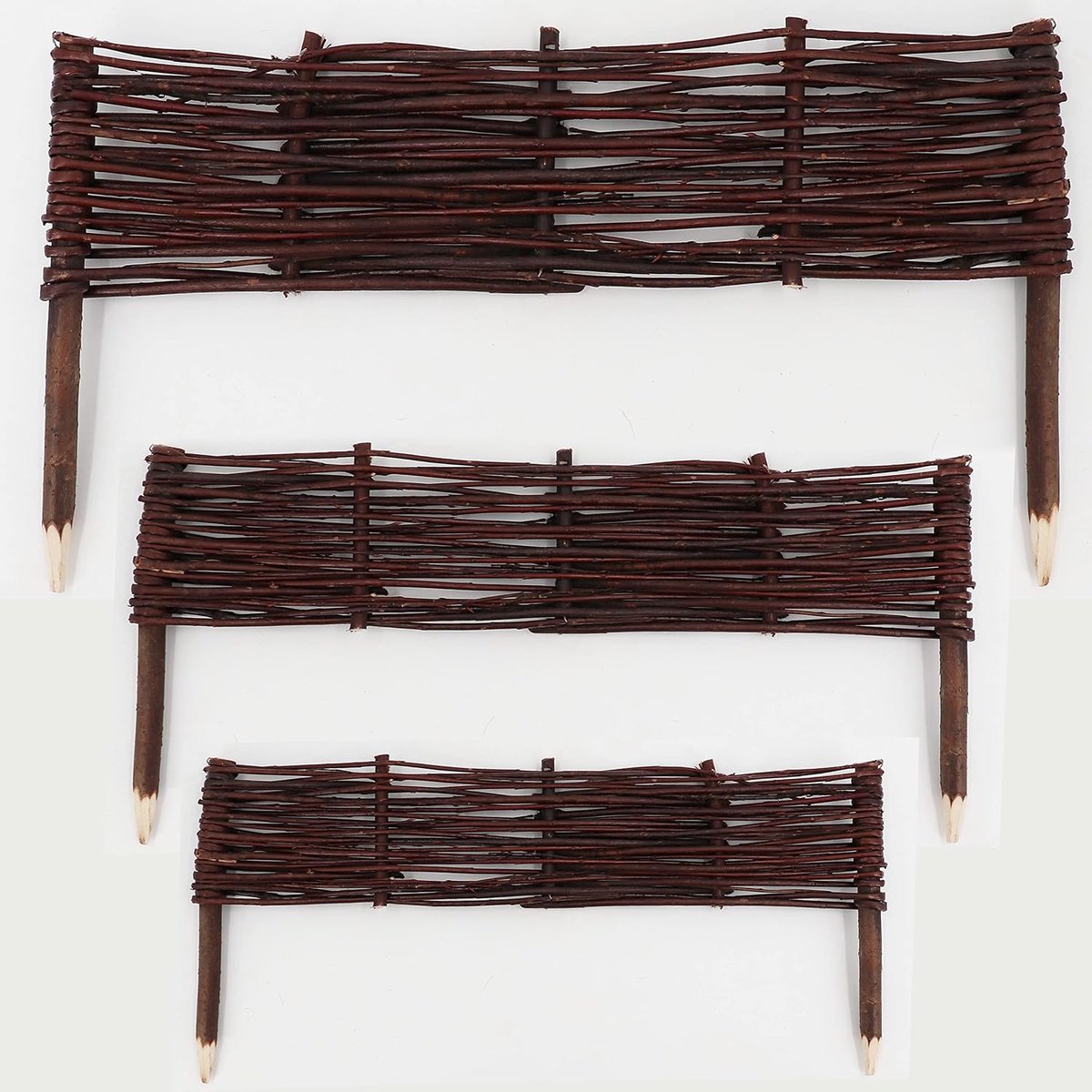 10 gazonranden van wilgentenen, 20 x 100 cm, perkbegrenzing/wilgenhek voor borderrand, omheining, wilgenhek, voor het beperken van bloemperken, gazons of trottoirs