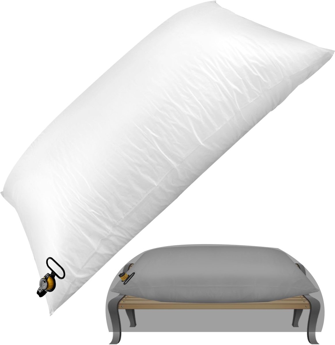 Famanu 87 × 95 cm terrasmeubelhoes airbag, rechthoekige opblaasbare terrastafelhoes luchtkussen winterklaar kit, tuinmeubelhoezen waterdicht voorkomen bladeren, water en sneeuw poolen wit