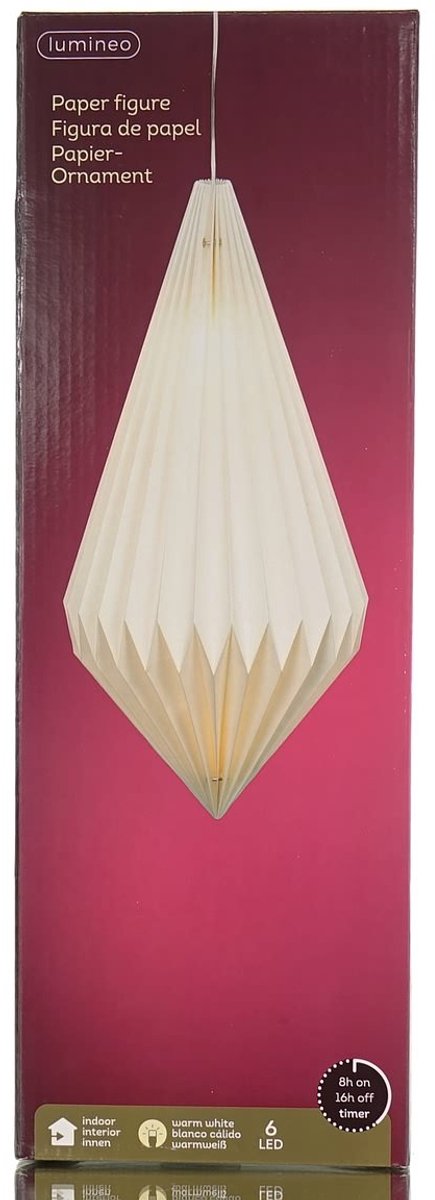 Lumineo LED hanglamp papier wit Ø 25 cm H 43 cm warm wit