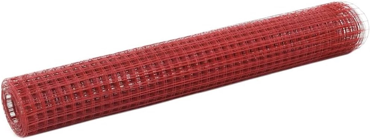 Draadomheining, rood, 25 x 1 m, staaldraadhek voor volières, konijnen- of kippenkooien, ideaal voor pluimveehouderij en boerderijen, waterdicht