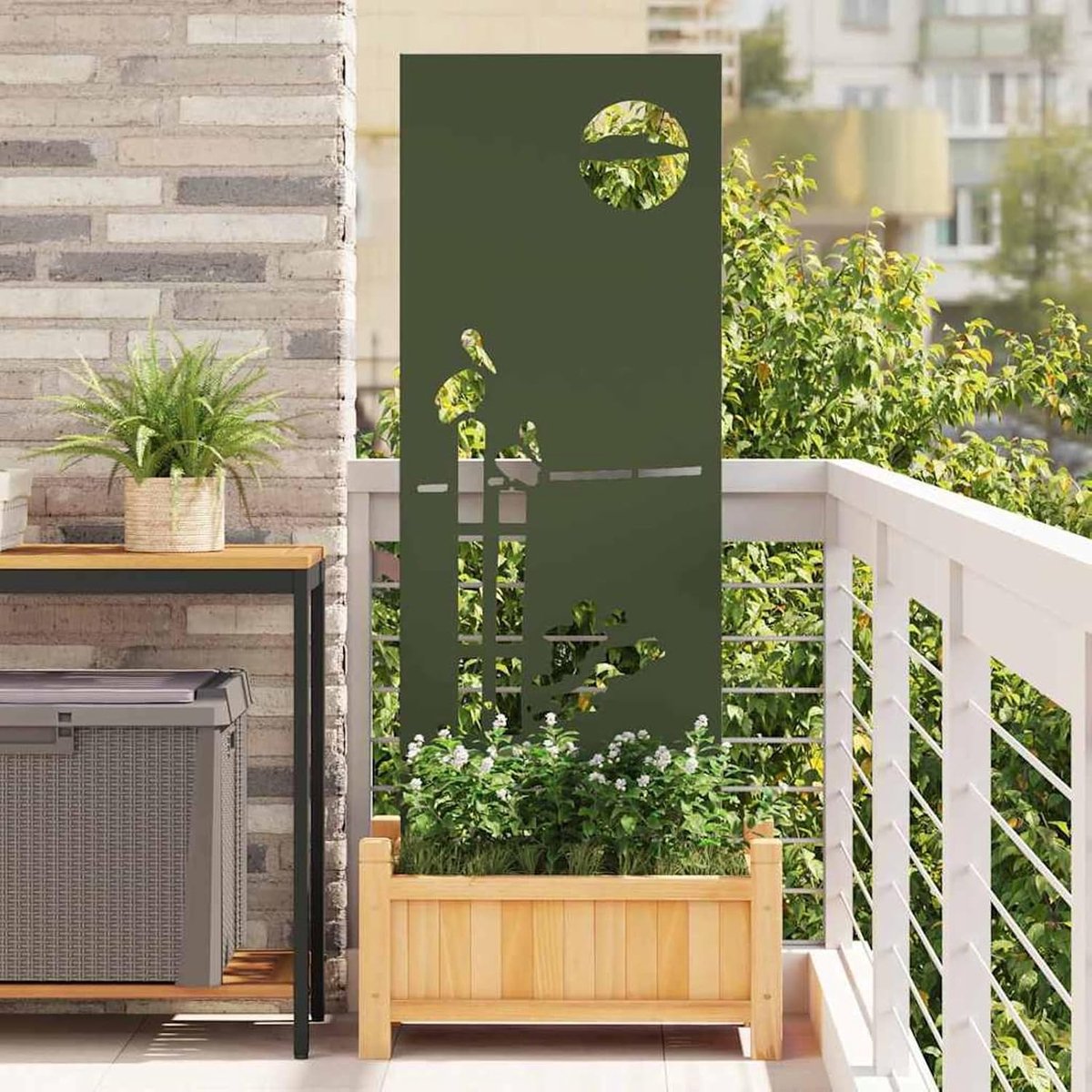 Tuin, inkijkbescherming, windscherm voor balkon, terras, 50 x 140 cm, olijfgroen