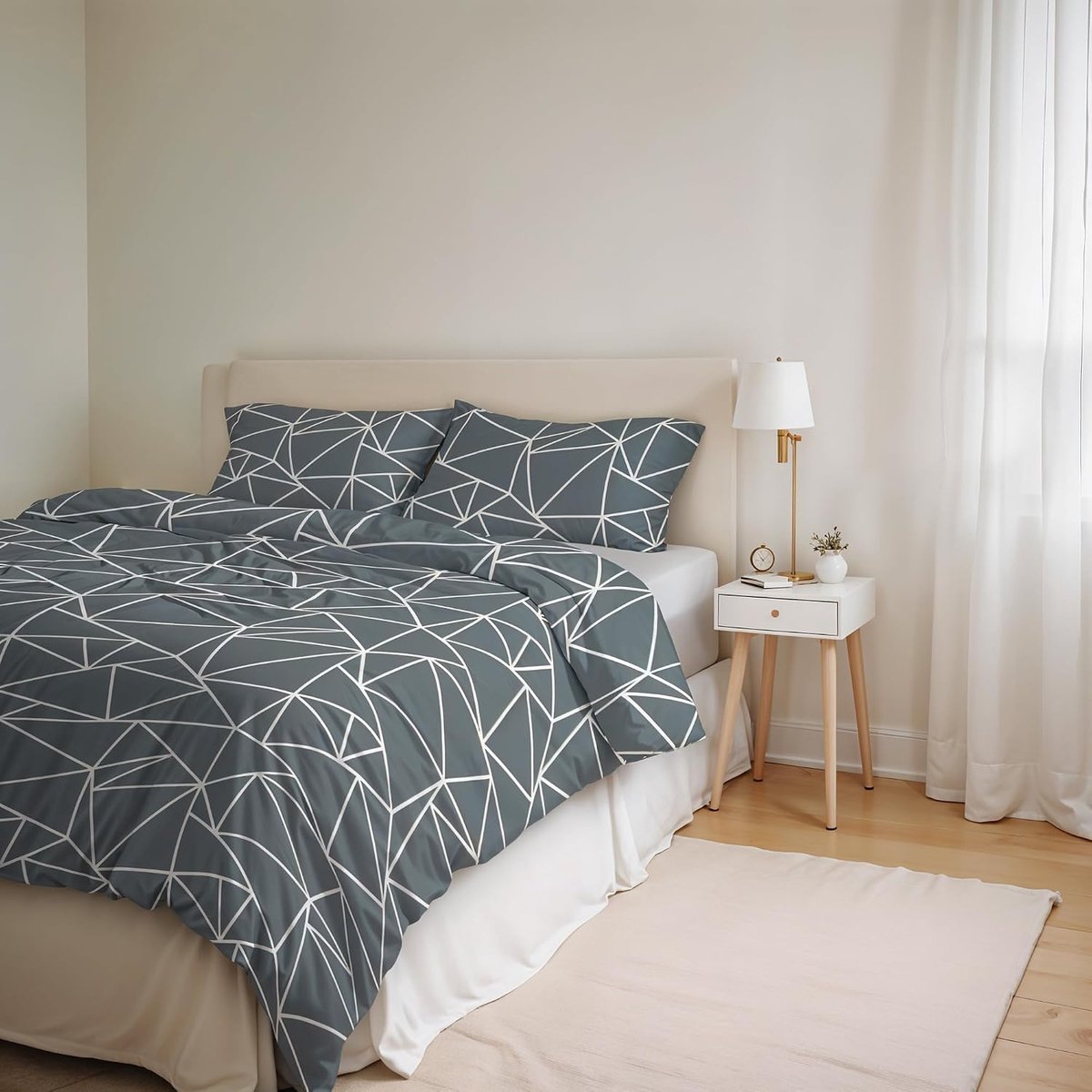 Beddengoedset voor tweepersoonsbed, katoen, geproduceerd in Italië, dekbedovertrek 250 x 200 cm met dubbele envelop en 2 kussenslopen (tweepersoonsbed, Marge)