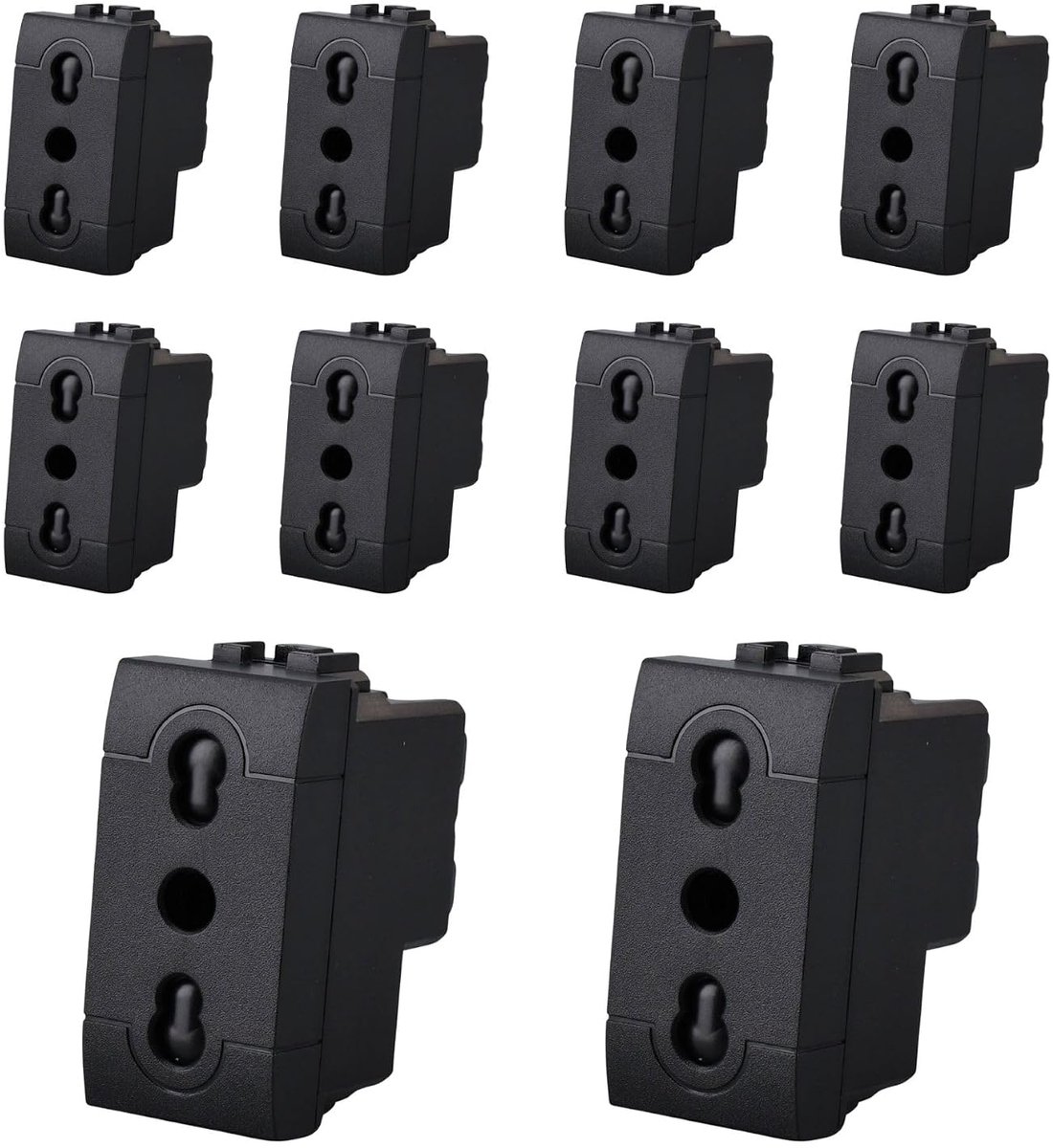 stopcontact 2P+T 10/16 A, compatibel met Bticino Living, compatibel met Vimar Plana (10 stuks, zwart)