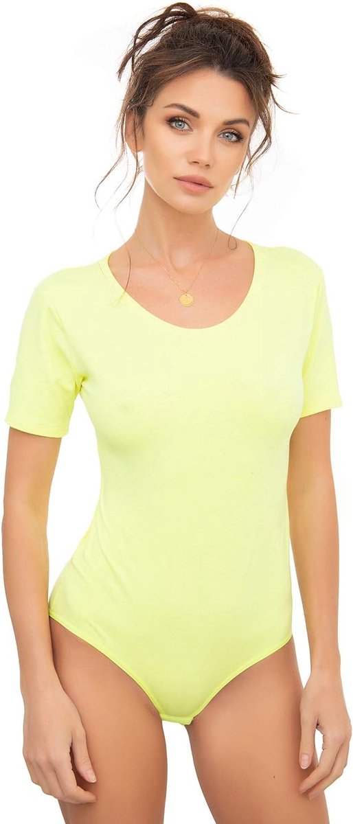 Damesbody met korte mouwen, T-shirt bodysuit van katoen, korte mouwen, elegant, damesondergoed