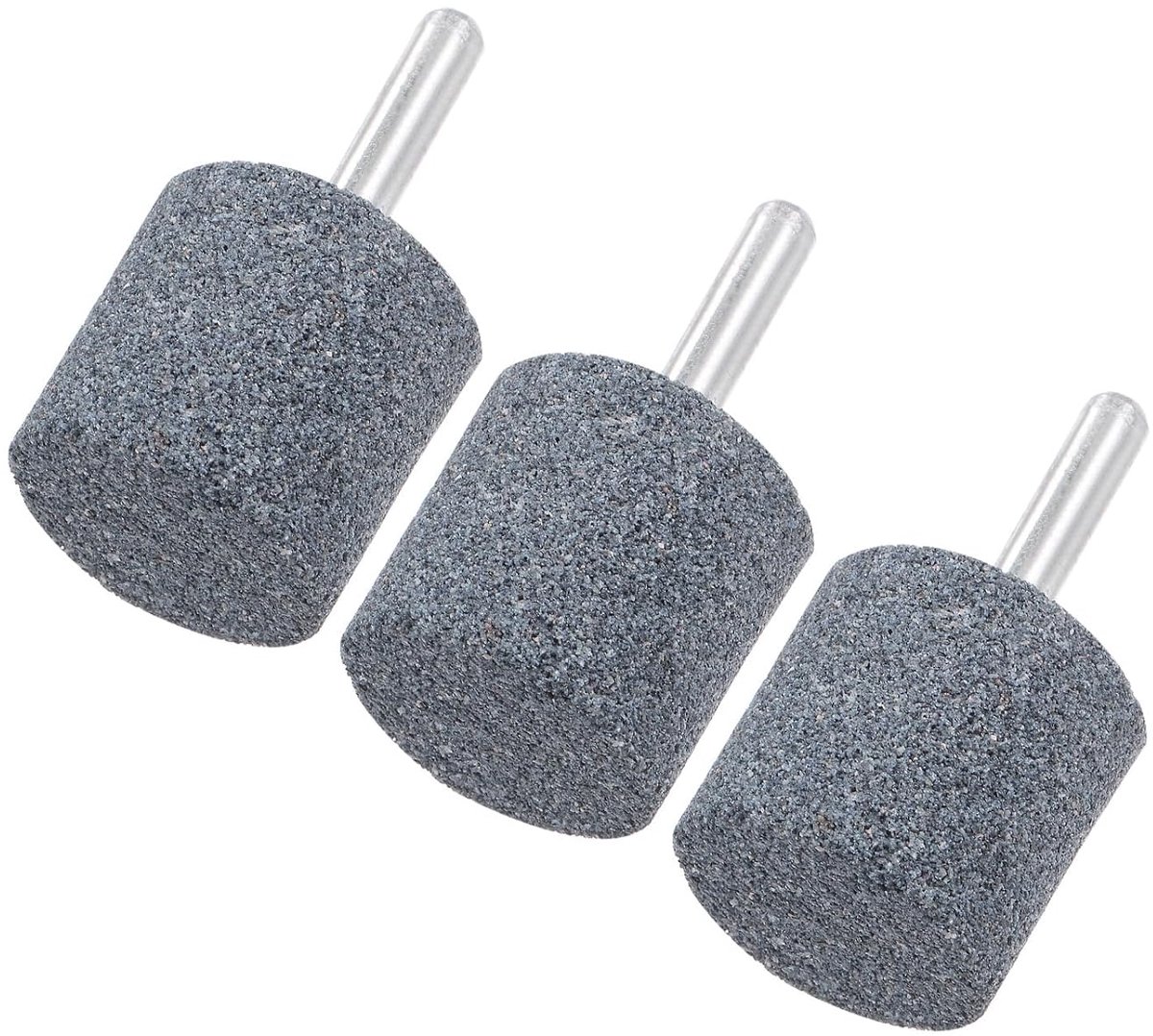 3 stuks gemonteerde schuurschijven met steenpunt, 1/4 inch (6 mm) schacht van aluminiumoxide draaigereedschap, 30 mm diameter 80 korrelcilinder [grijs]
