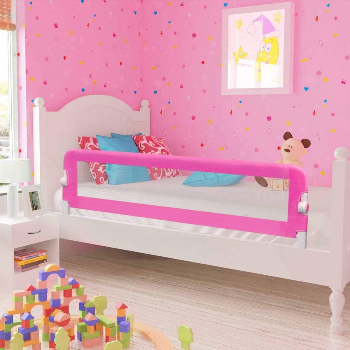Bedhekje voor peuters voor kinderen, dubbelzijdig, Queen & King matras, bedhekje voor peuters, universele pasvorm voor latten en boxsprings, kinder- en babybedhekje