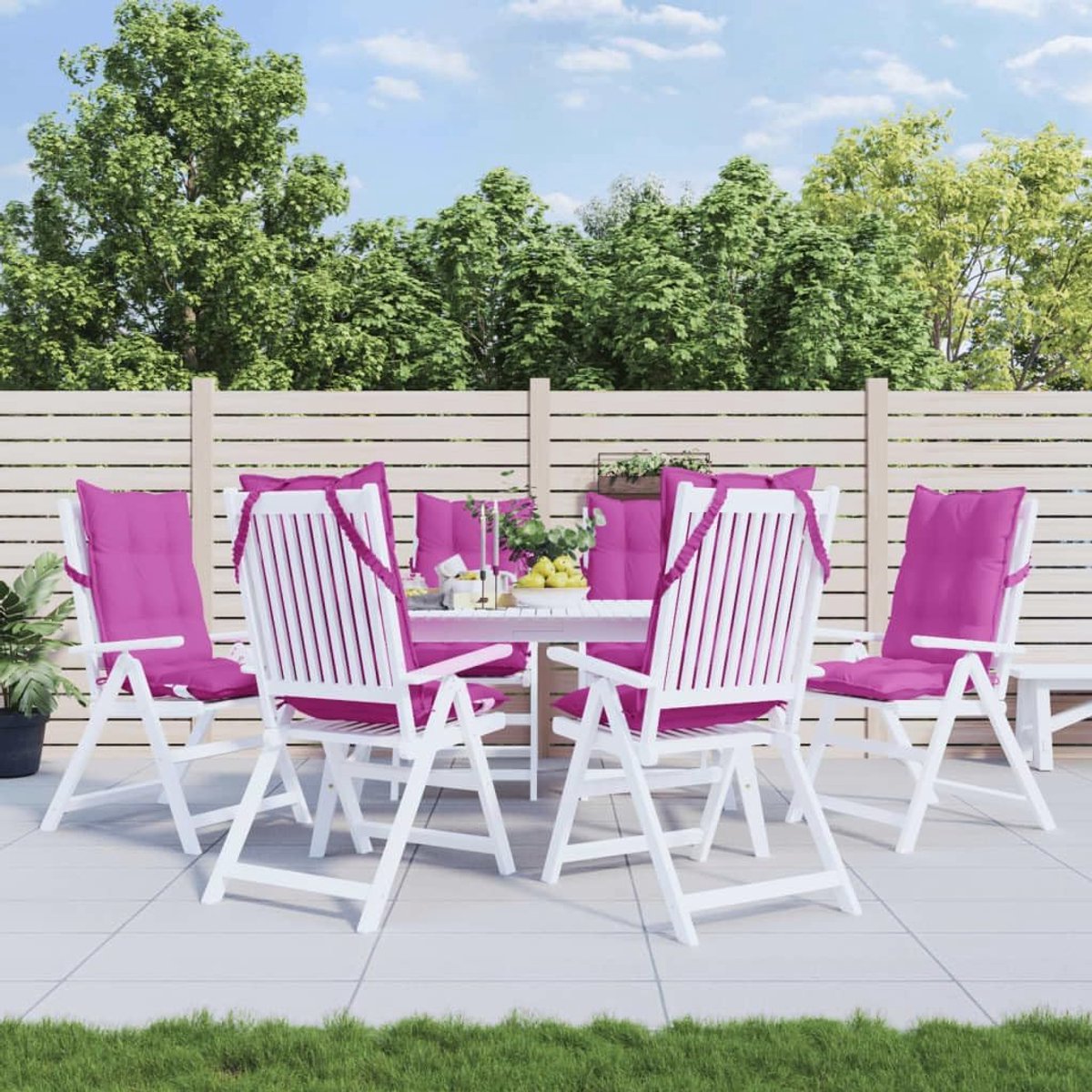 6 stuks roze Oxford-stof outdoor kussens met koorden en elastische band voor tuinmeubelen, waterafstotend en antislip, ademende bekleding
