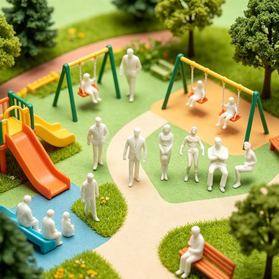 100 Miniatuur Figuurtjes, schaal 1:75, onbeschilderd — afbeelding 4