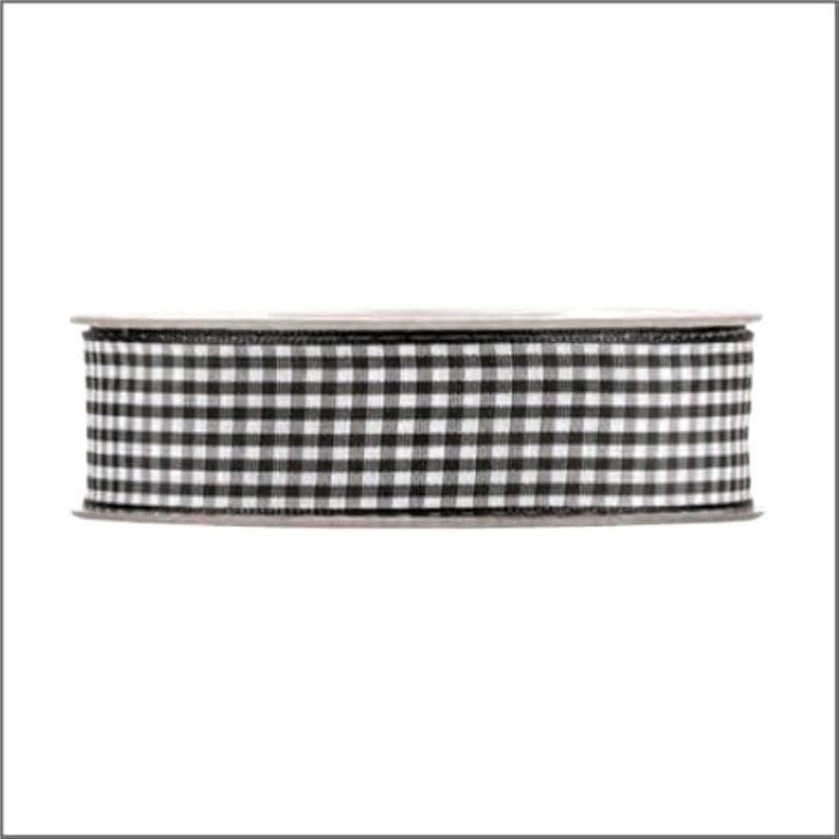 Lint - Zwart - 20 meter x 25 mm - ruitjes lint - Lint met Ruitjes - Rol 20m