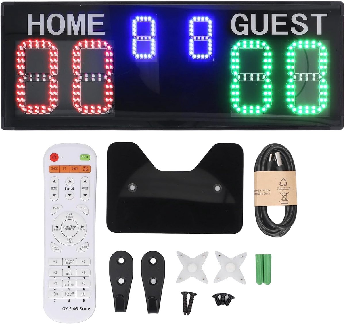 Banapoy Elektronisch Scorebord, Draagbare Digitale Scoreteller met Afstandsbediening en Helder LED-display, voor Basketbal, Badminton, Hekwerk, Tafeltennis, Voetbal, Volleybal