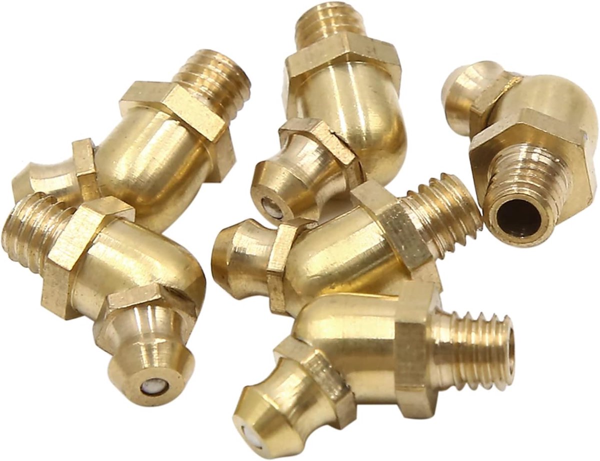 ABSOPRO M6 x 1 messing schroefdraad 45 graden hoek vet mondstukmontage (set van 6)