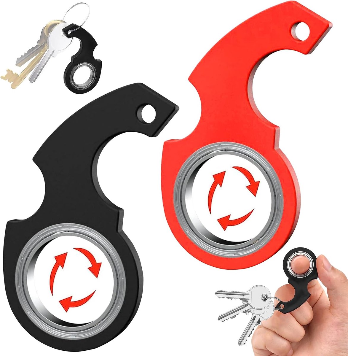 spinner, fidget-ring, speelgoed, sleutelspinner, fidget-spinner, spinning sleutelhanger, flippend speelgoed voor tieners, B