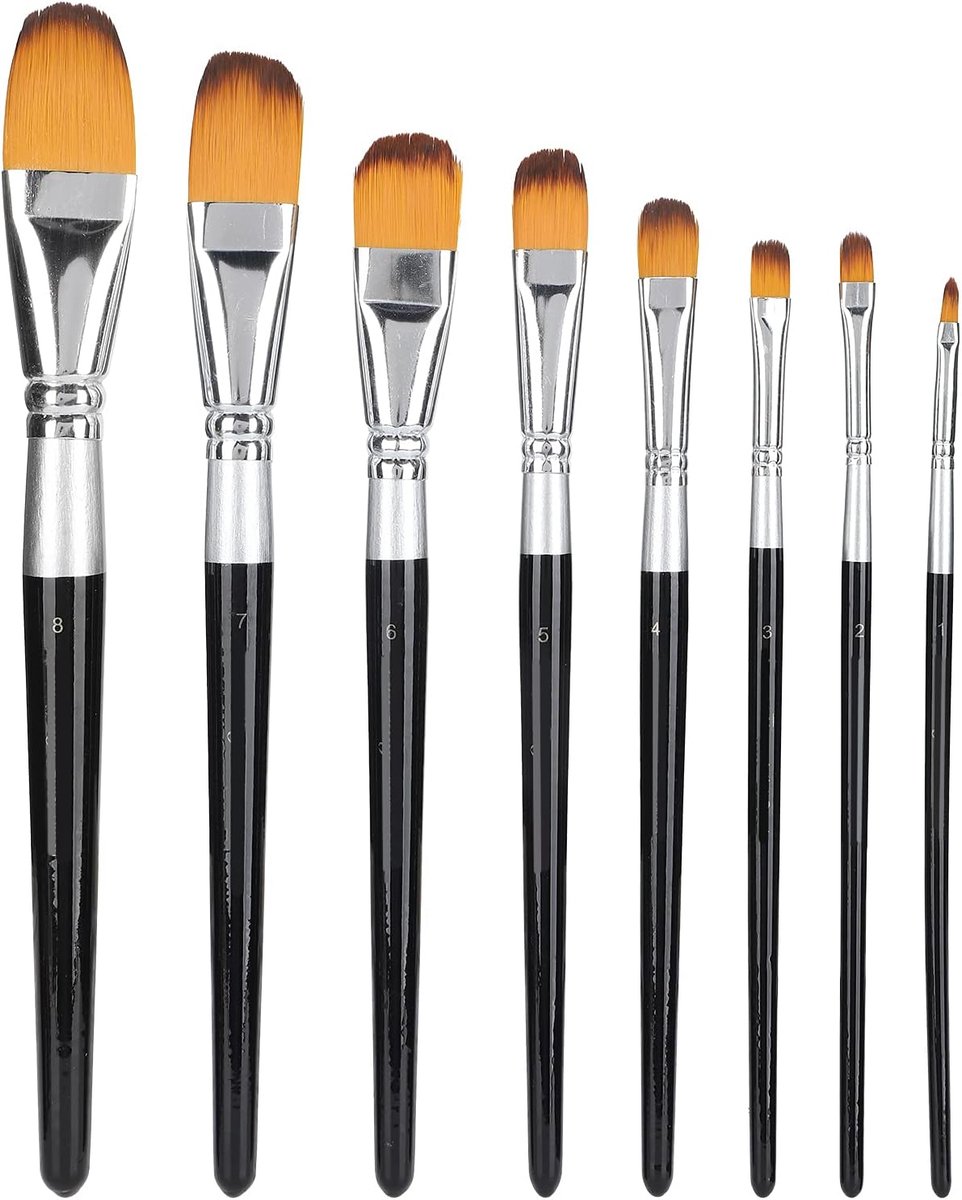 Penselen Set 8 Sticks Acryl Penseelset 8 stuks Haarborstels Olieborstel Gouache Nylon Olieverfpenselen Set Borstels