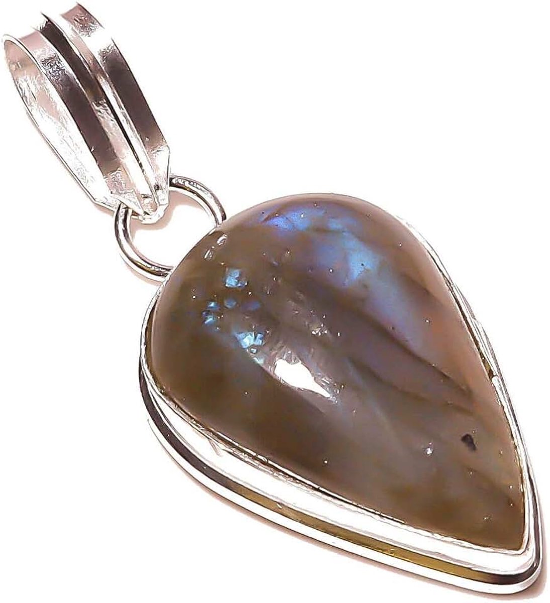 Labradorite Handmade PENDANT 1.5" Long Silver Plated! Jewelry from Kashish! All Variety Store all Occasions