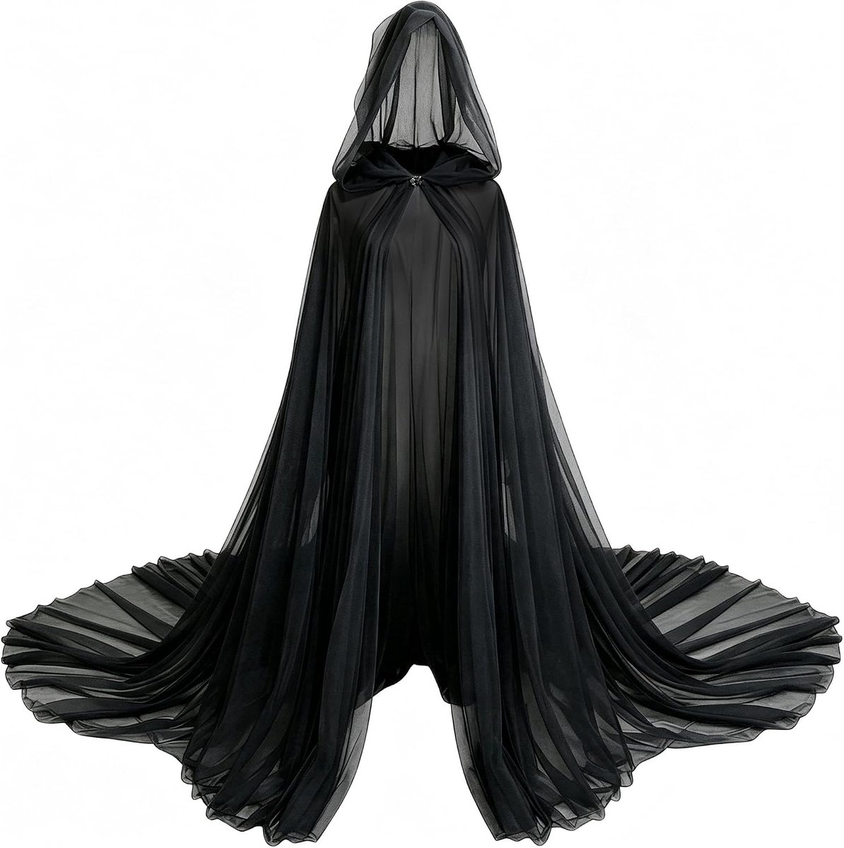 Capuchon tule cape Halloween spookbruidkostuum lange mesh cape