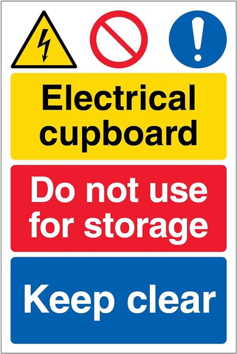 Safety Elektrische kast/Niet gebruiken voor opslag/Houd duidelijk 200 x 300mm - 3mm Aluminium composiet veiligheidsteken