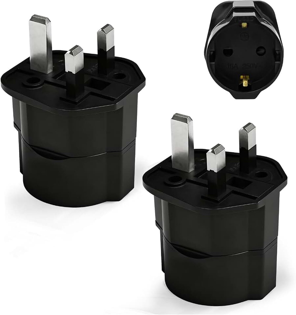 2 stuks UK G-stekkeradapter, 2-pins Europa naar 3-pins Verenigd Koninkrijk reisadapter met kinderveiligheid voor Schotland Ierland Maldiven Dubai Groot-Brittannië Singapore Hong Kong