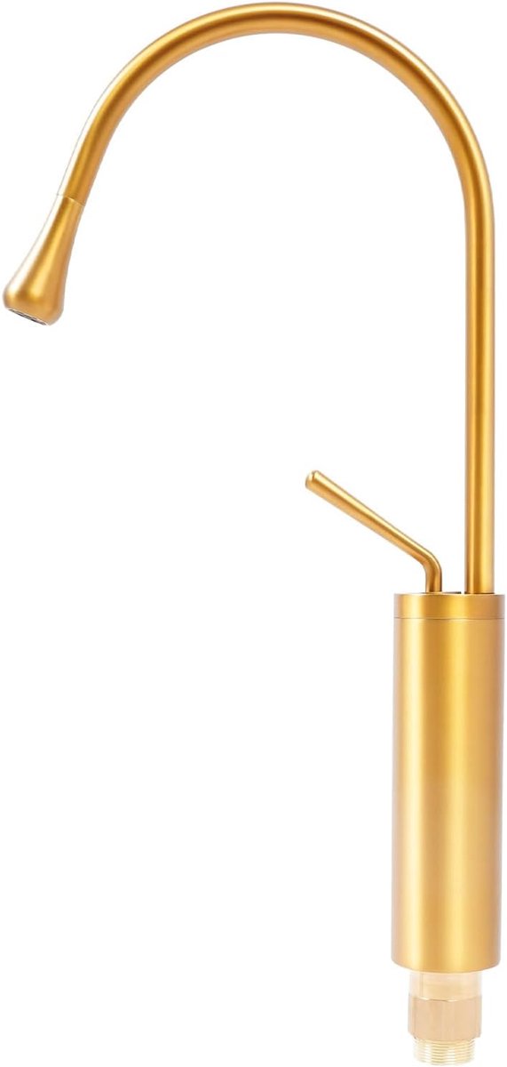 Goud van messing met 360° draaibare uitloop, badkamerkraan met dubbele temperatuuraansluiting en honingraatvormige beluchter, elegante gouden kraan voor wastafel en keuken
