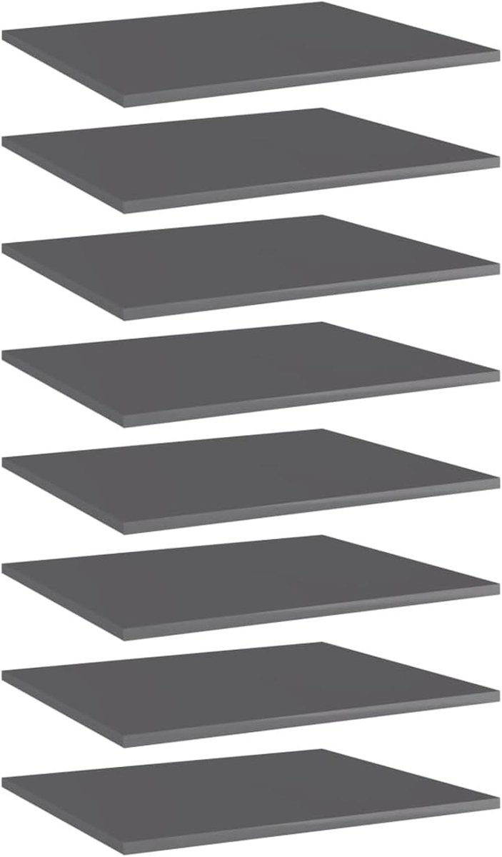 Boekenplank Boards Boek Opslag Plank 8 stks Opslag Unit Display Hoogglans Grijs 60x50x1,5 cm Spaanplaat Rekken