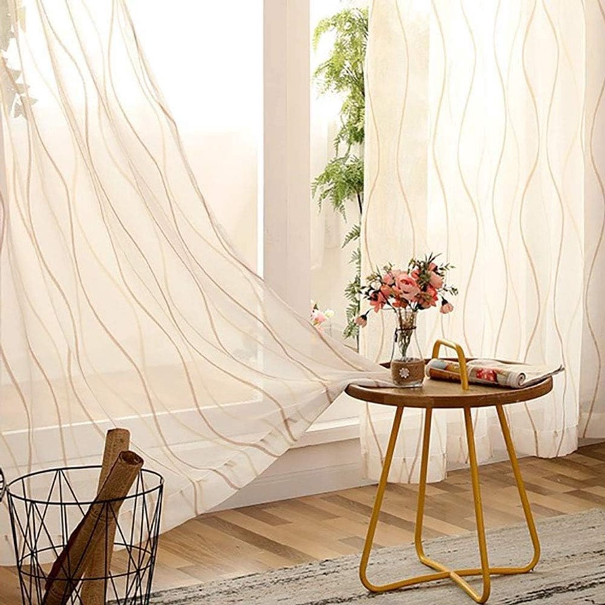 Geometrische patronen/semi-sheer/Voile/gordijnen/Voor/Woonkamer/balkon/panelen-Strepen 150x270cm (59x106inch)
