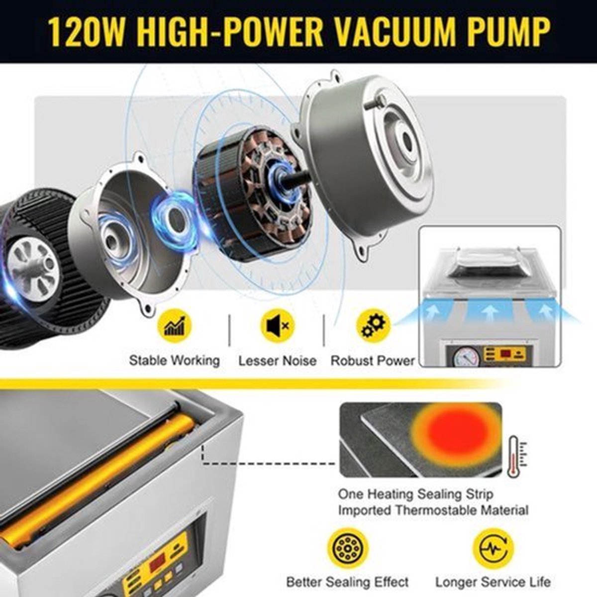 Vacumeermachine - Vacuümverpakkingsmachine - Vacuümmachines - Kamermodel Vacuümsealer - Commerciële - Foodsaver - Seal Apparaat - Vacuüm Sealer - voor Vlees, Maaltijden en Keukenverpakking