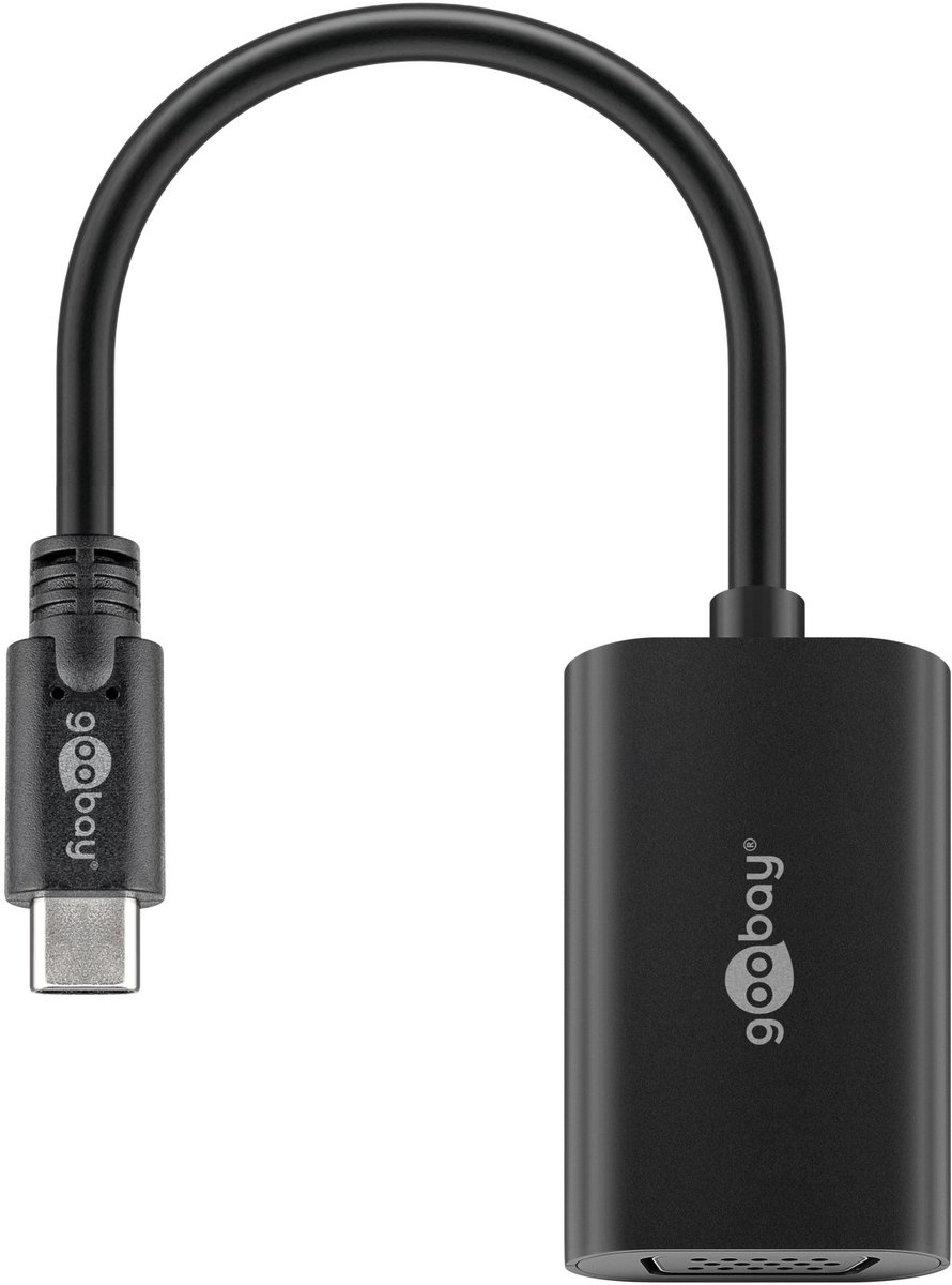 Goobay USB-C naar VGA-adapter, 0,2 m, zwart, 1080p @ 60 Hz (Full HD), USB 3.1