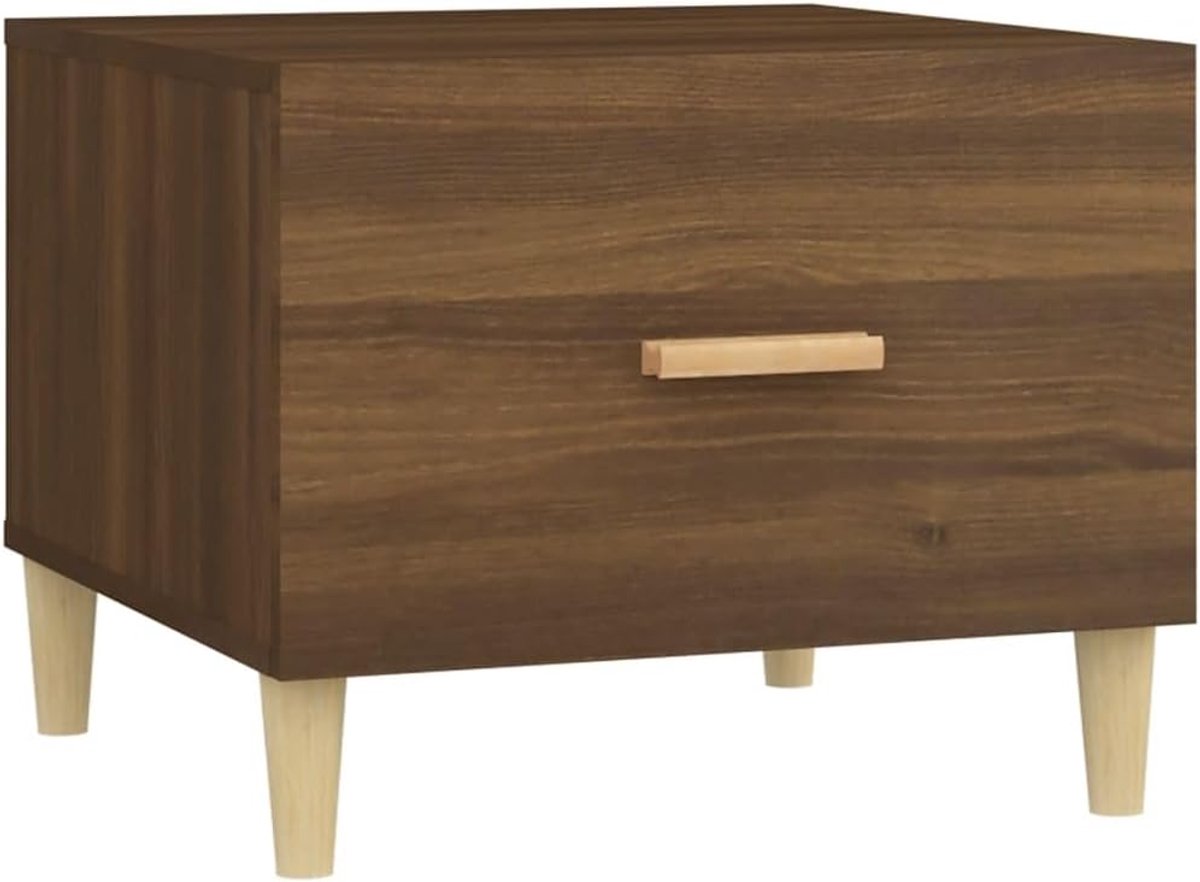 Koffietafels, Minimalistische Stijl Gerookte Eiken Afwerking, Vierkante Salontafel, Massieve Eucalyptuspoten met Ladeopslagruimte, voor Woonkamer en Slaapkamer (Bruine eik)