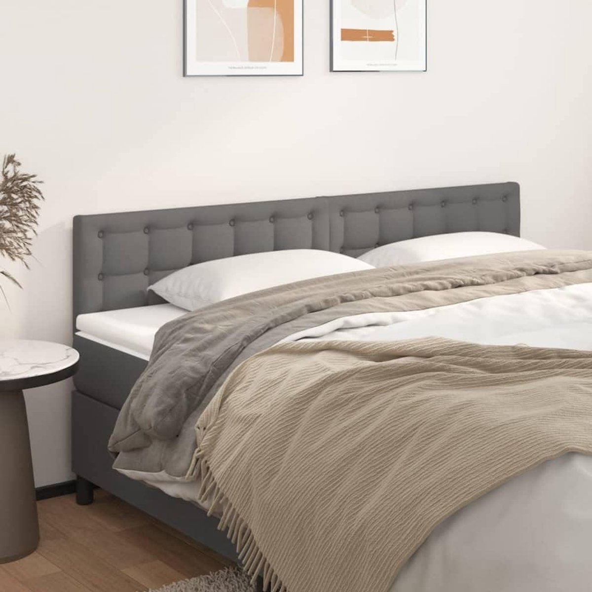 Hoofdsteunen 2 Stuks Grijs 80 x 5 x 78/88 cm Kunstleer Hoofdsteun Slaapkamer Meubels Hotels