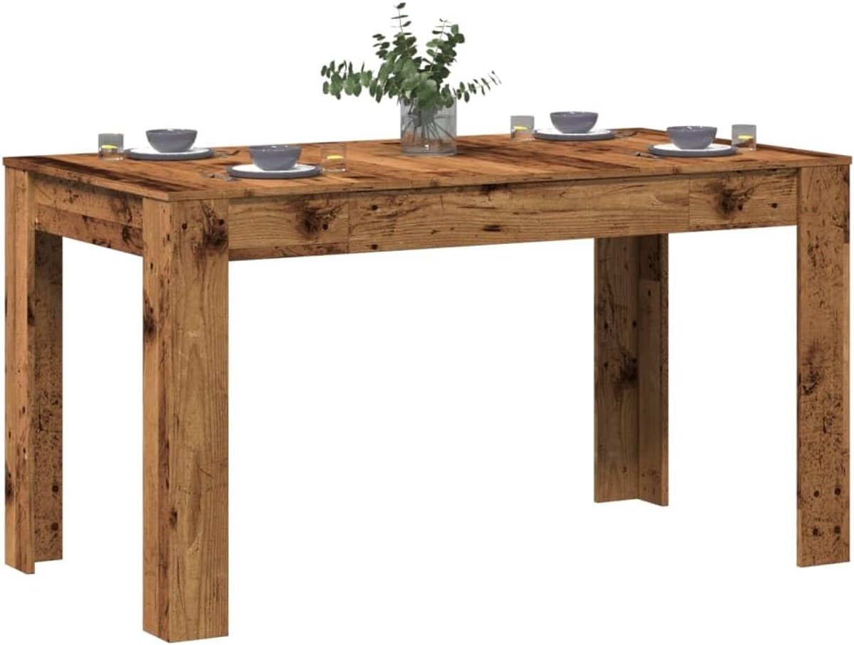 Eettafel, moderne eetkamermeubels, robuuste tafel voor familie, vrienden en decoratie, praktisch meubelstuk voor keuken en eetkamer (oldwood)
