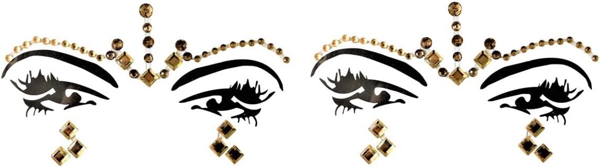Dubbele verpakking glitter gezicht juwelen edelsteen stickers glitter strasssteentjes make-up goud