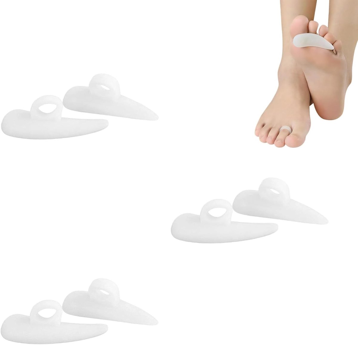 Teencorrectiekussens, 3 paar correctiekussens voor hamertenen, correctie van gel, gelpads voor het rechttrekken van de tenen voor hardlopen, wandelen, yoga