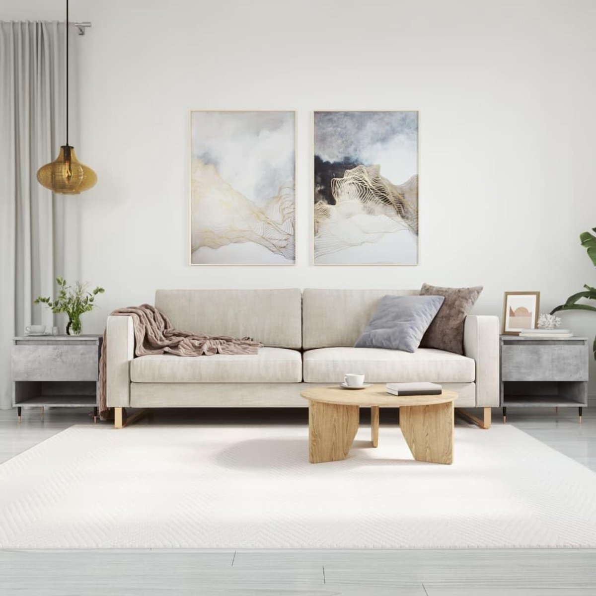 Hout met lade en vak trendy model betongrijs