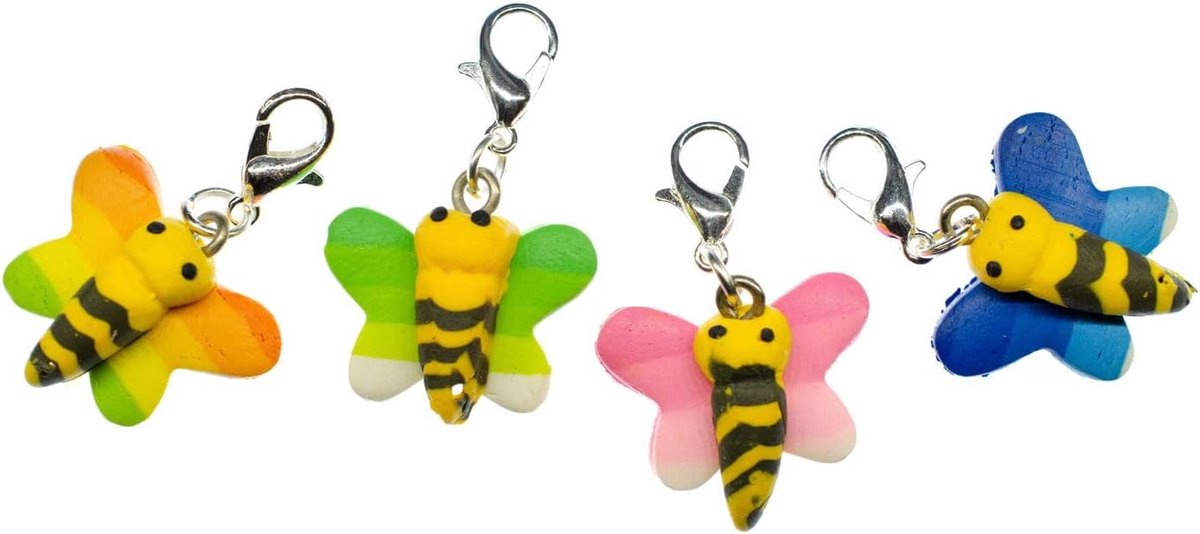 Bedels, insect, rups armband, kleurrijk, handgemaakt, modesieraad, verzilverde kettinghanger, bedelarmband, hanger voor armband, 18mm, Kunststof