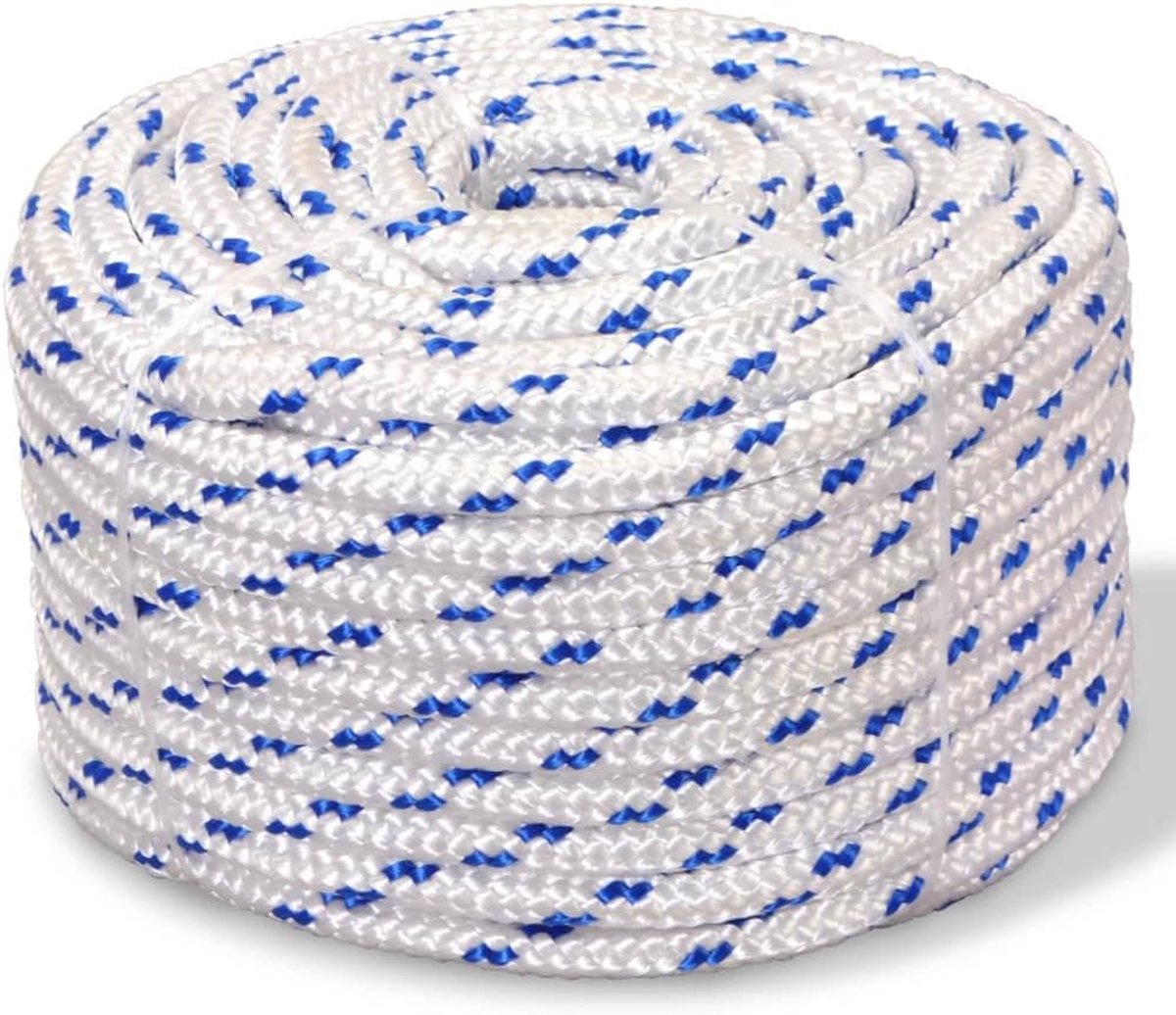 Touw 10 mm diameter 250 m lengte polypropyleen touw voor boten jachten vastmaken snoeren wit
