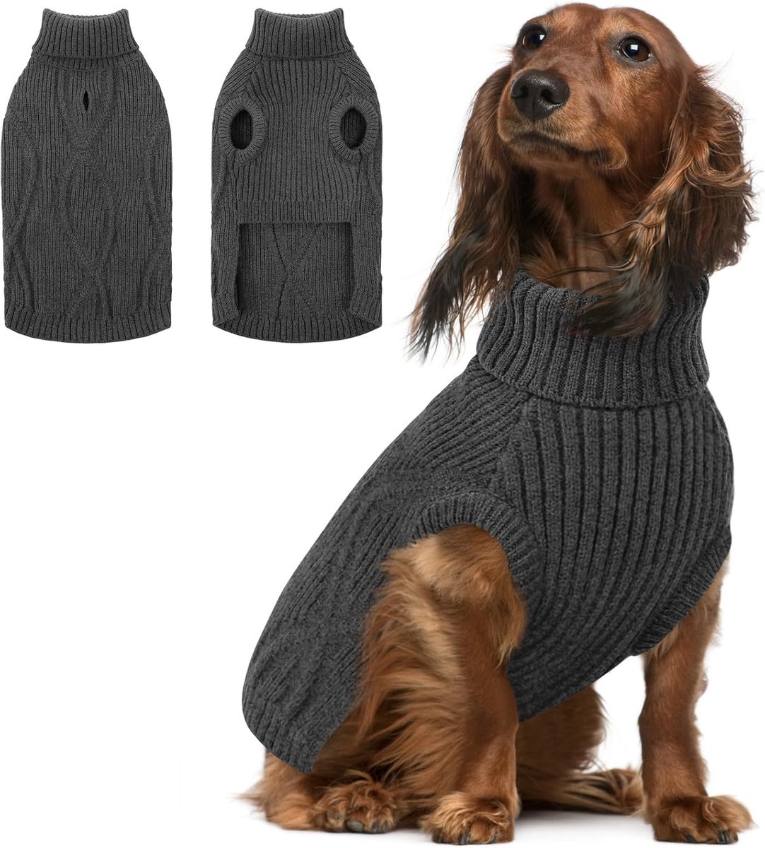 Hondentrui voor grote honden, coltrui met opening voor hondenharnas, voor teckel, Franse buldog, corgi, beagle, schnauzer (grijs, L)