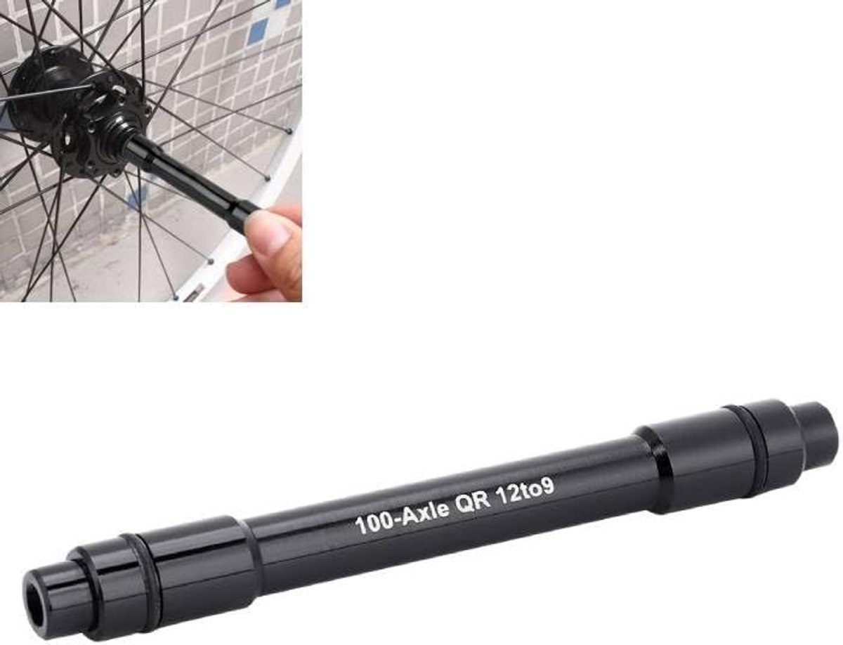 Adapter voor steekbouten met snelspanner, adapter voor wielnaaf, adapter voor wielnaaf, adapter voor wielas, snelspanner, 12 mm tot 9 mm (zwart)