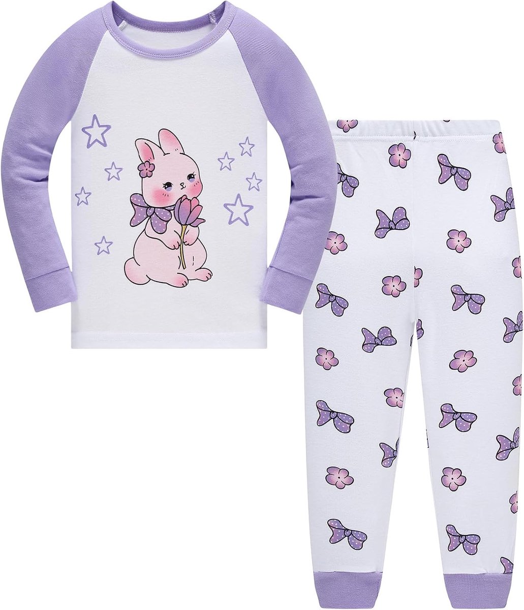 Kinderpyjama voor meisjes, eenhoorn, lange mouwen, 100% katoen, nachtkleding, winter, Kerstmis, pyjamaset, maat 92-152, 1-12 jaar