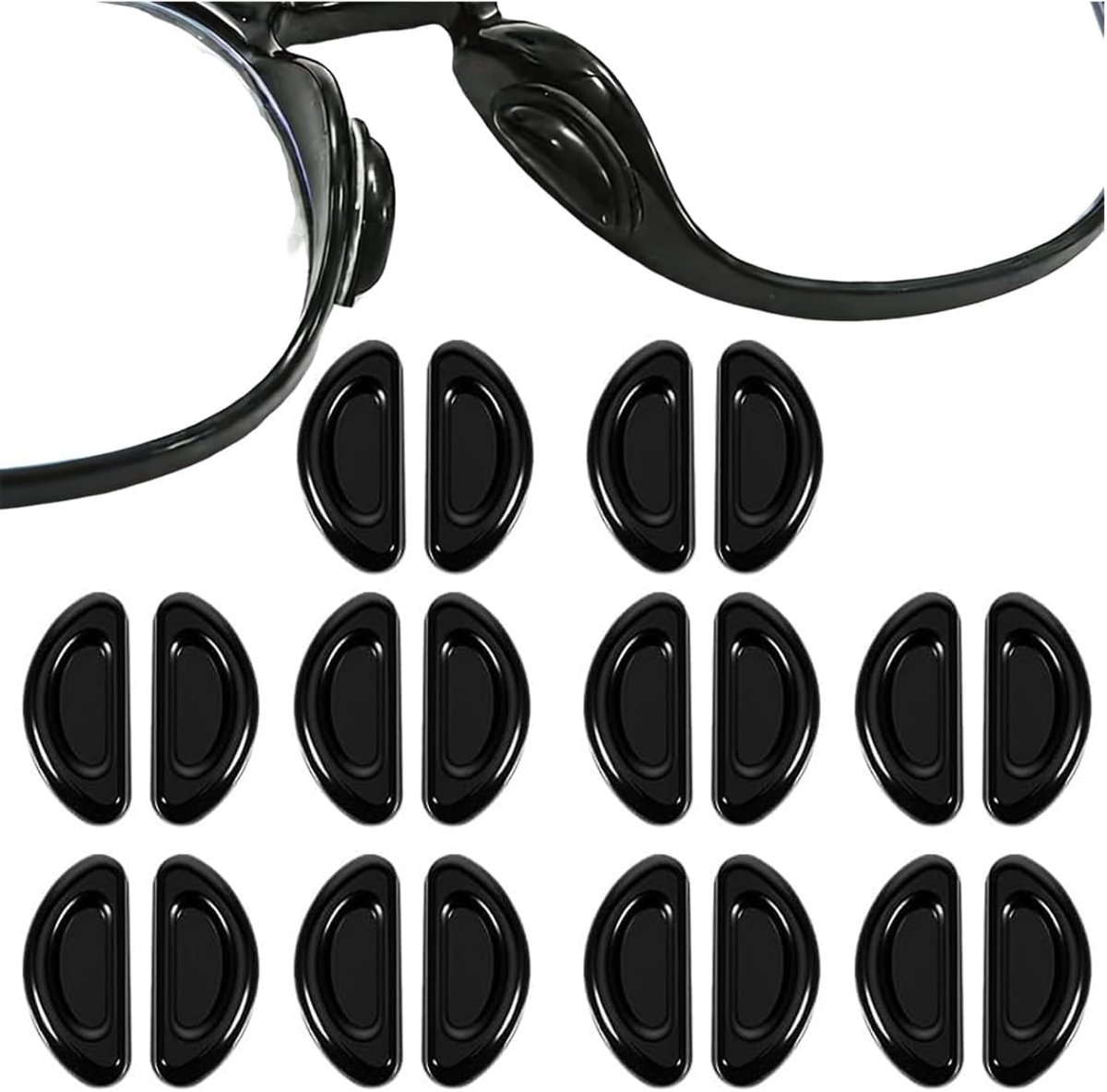 20 stuks, zwart, antislip siliconen neuspads voor brillen en zonnebrillen