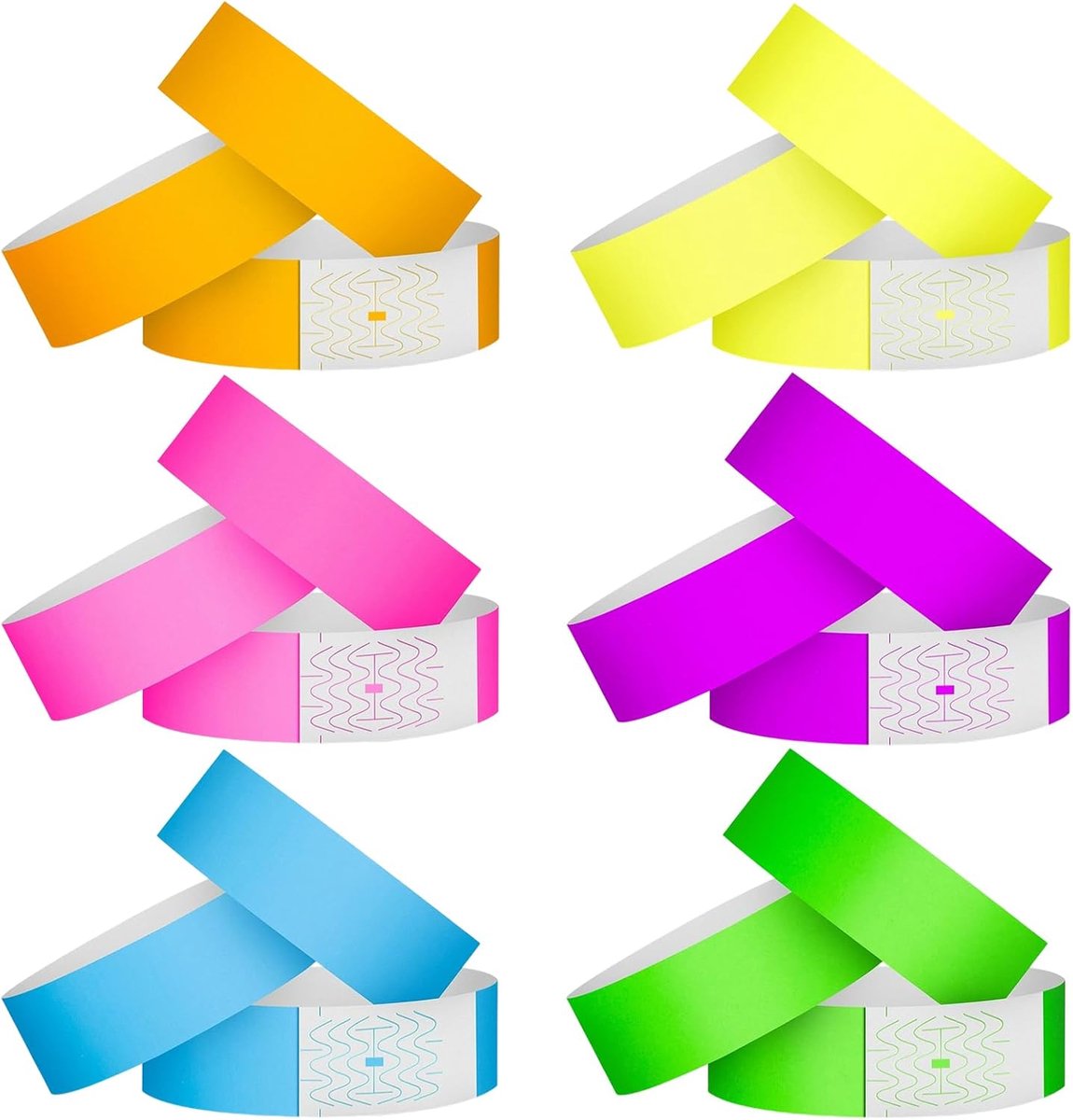 120 stuks polsbandjes voor evenementen, waterdichte papieren neonpolsbandjes, feestbanden, ingangspolsbanden voor concerten, clubs, hotels, beurzen, festivals (6 kleuren)