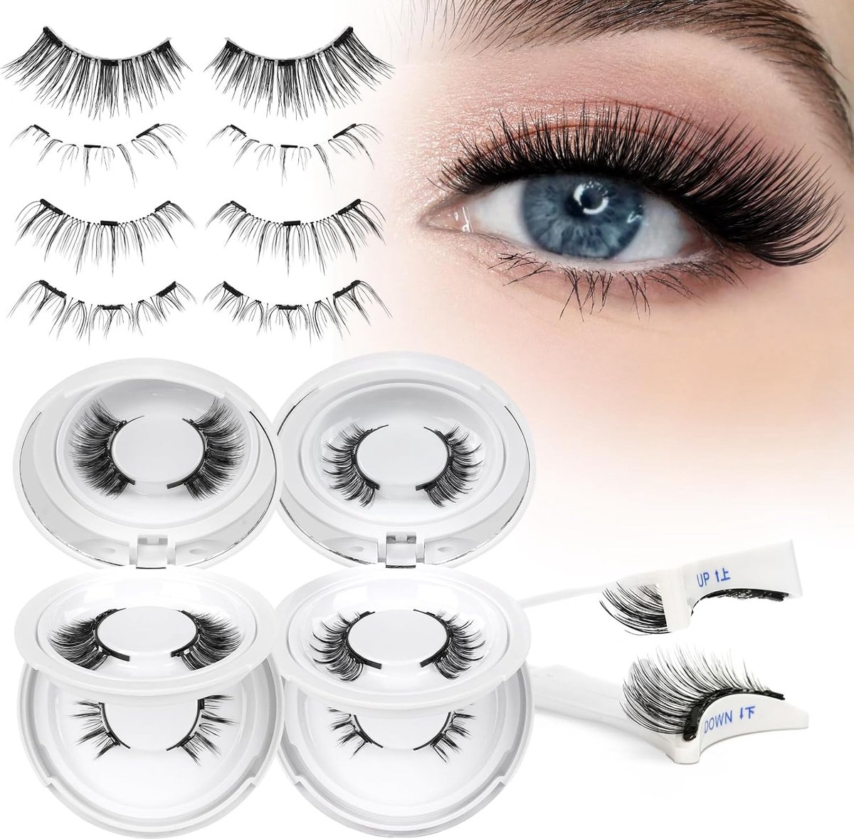 Clace Magnetische Wimpers Zonder Eyeliner Voor Een Natuurlijke Look Met Applicator Geen Lijm Noodzakelijk (Set)