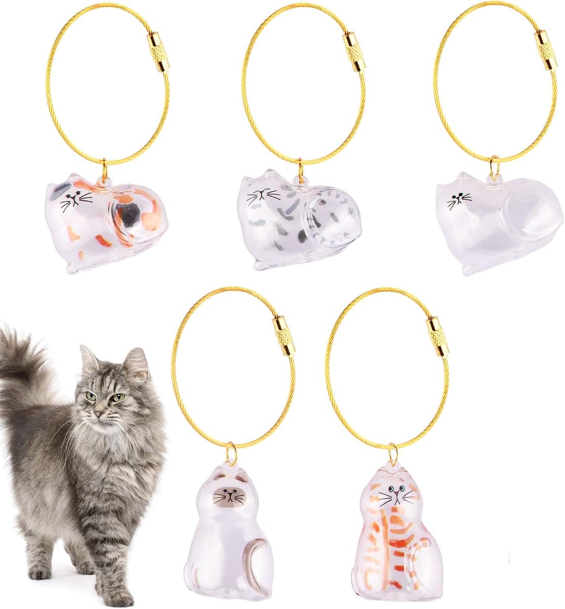 6 stuks sleutelhangers voor kattenhaar, herdenkingscapsules van transparant acryl, herinneringsdoos voor het verzamelen van dierenharen, cadeau-idee voor dierenliefhebbers