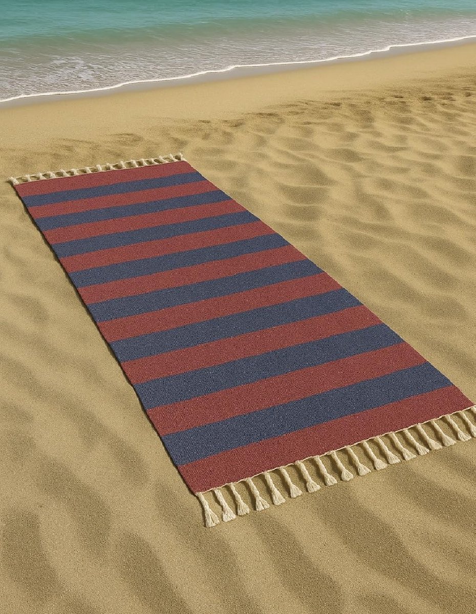 Groot 90x200cm, katoenen badhanddoeken met strepenmotief/Strandlaken, zwembad/Blauw en Rood