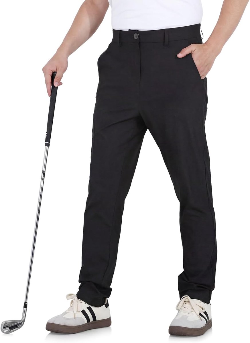 Fit golfbroek voor heren, stretch, ademend en sneldrogend, met siliconen grijperband en zakken voor optimaal comfort op de golfbaan