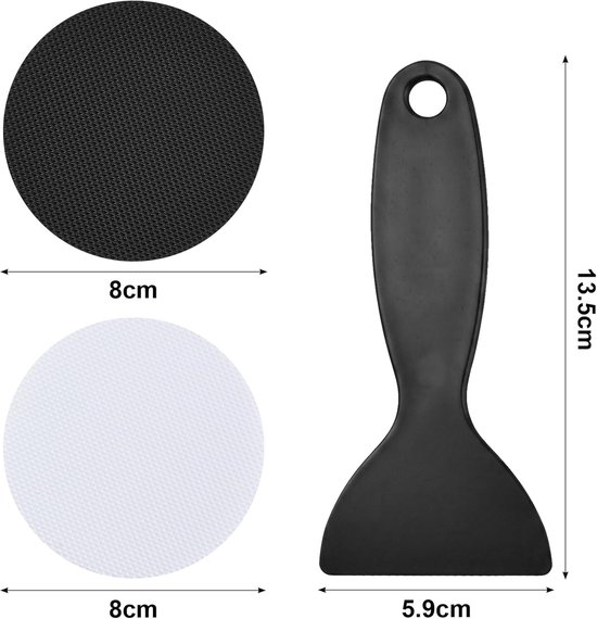 24 stuks antislipstickers voor douche, zelfklevende badkuipstickers (Ø 8 cm), antislip badstickers, met kunststof schraper voor badkamervloer, rond — afbeelding 2