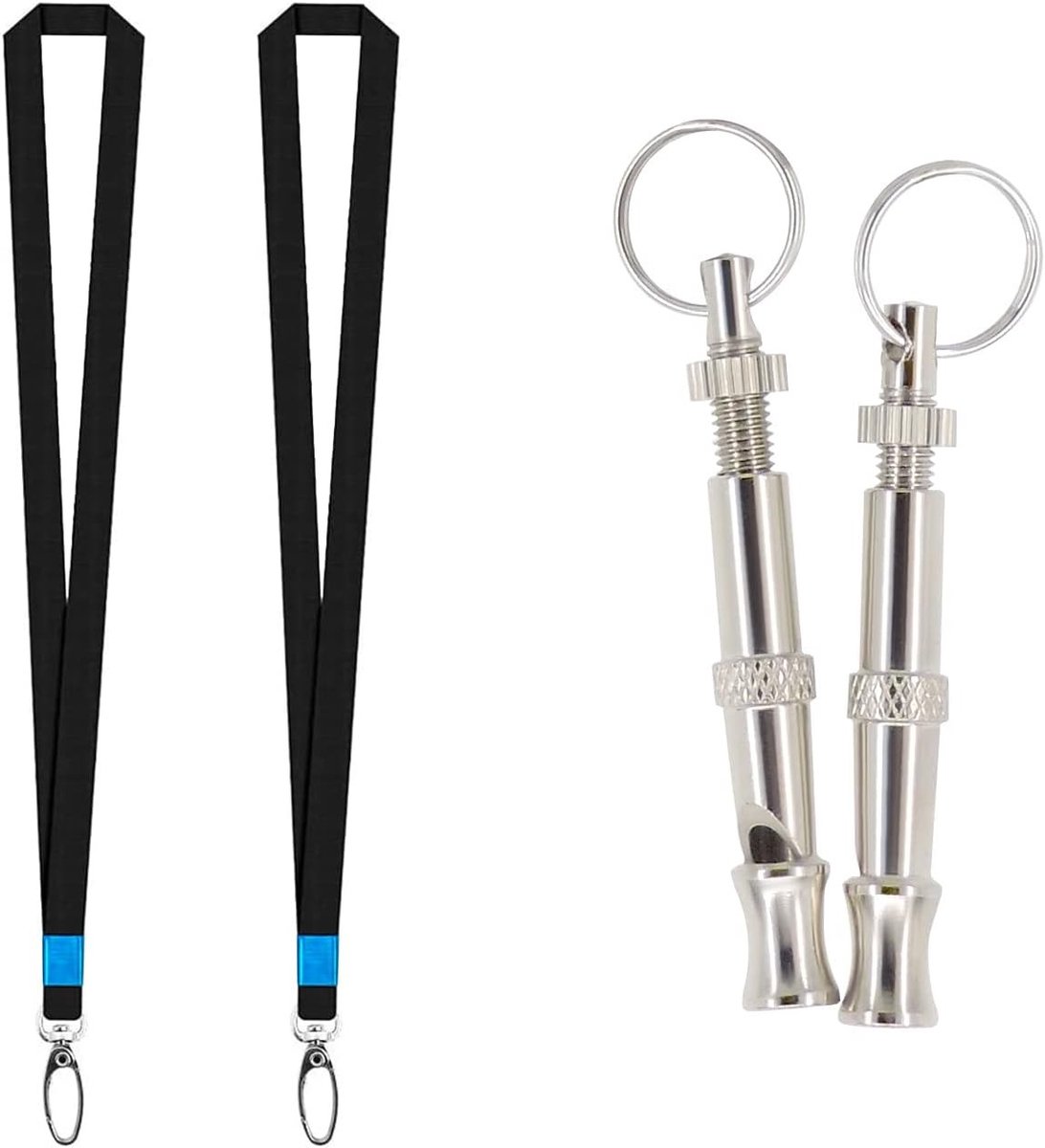 Professionele Hondenfluit met Sleutelhanger, 2 Stuks, Verstelbare RVS Fluit voor Recall Training en Blaffen Beheersing, Ideaal voor Honden Training