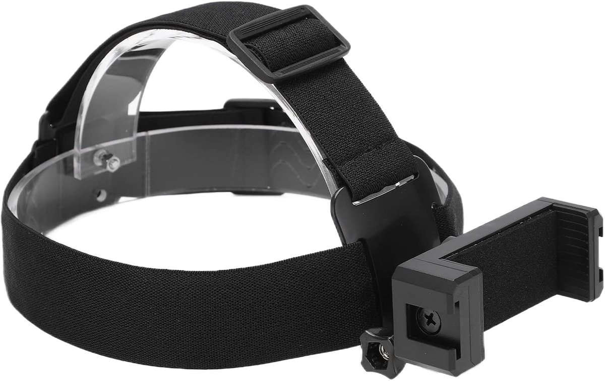 Hoofdbandhouder met Elastische Stretchriem voor een Veilige en Comfortabele Pasvorm, Hoofdbandhouder voor Telefoons en Camera's, Schuimvulling, Zwart