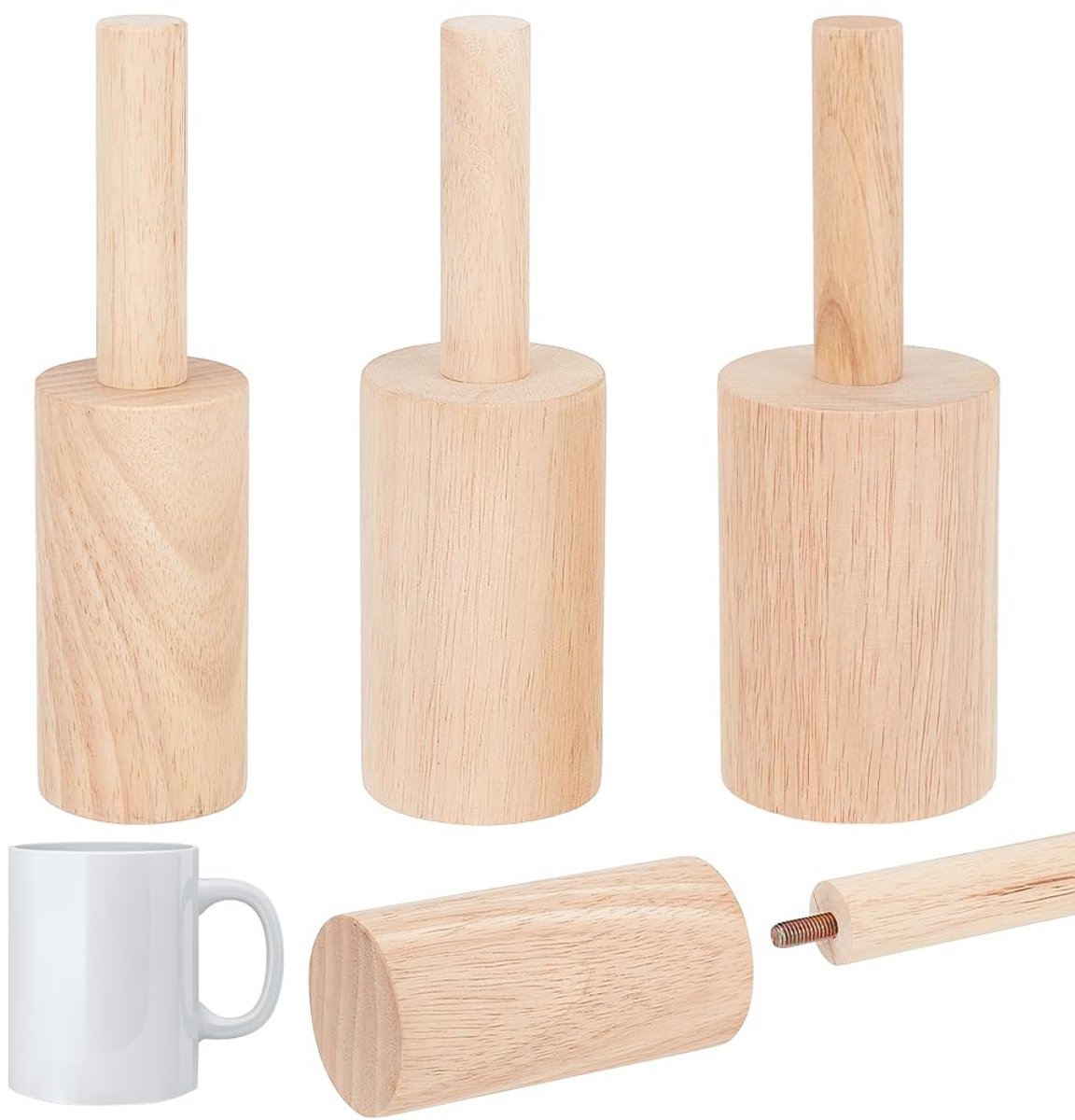 Dailygoods- Aardewerk Mallen Set - 3 Formaten 6/7/8cm - Houten Vormgereedschap - Afneembaar Handvat - Voor Cup/Vaas Maken - Duurzaam Materiaal - Vormp